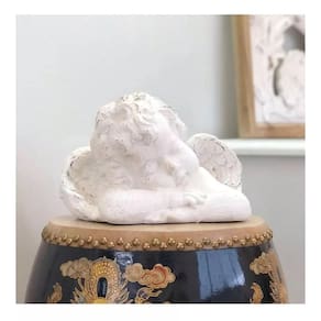 Escultura Anjo Resina Branco Sonho Angelical 29X18X19