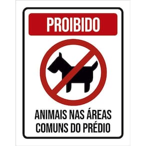 Placa Proibido Animais Nas Áreas Comuns Do Prédio 36X46
