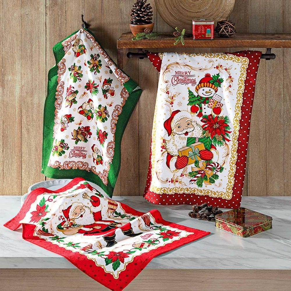 Kit 06 Pano Copa Prato Felpudo Dohler 100% Algodão Natal 112