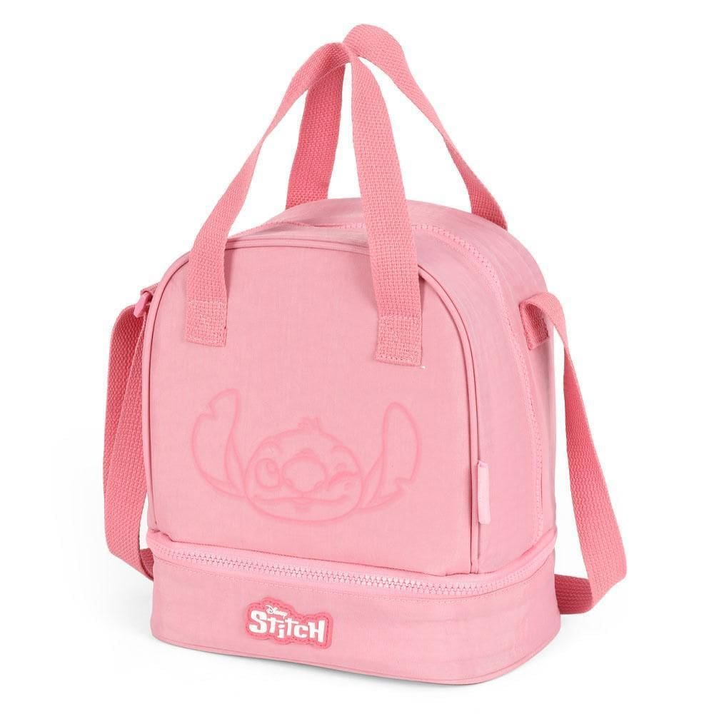 Lancheira Térmica Escolar Stitch Bordado Rosa Luxcel