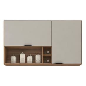 Armário Aéreo Firenze 120cm 2 Portas Com Nichos Amêndola Nude - Demóbile Amêndola Nude