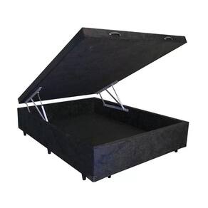Conjunto: Bau Suede Preto +colchão Herval Black Espuma Ortopedica D60 Casal 138x188x60
