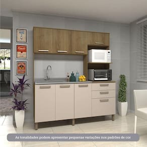 Cozinha Compacta 8 Portas E 2 Gavetas Luciane Móveis Carvalho Avelã Cinnamon