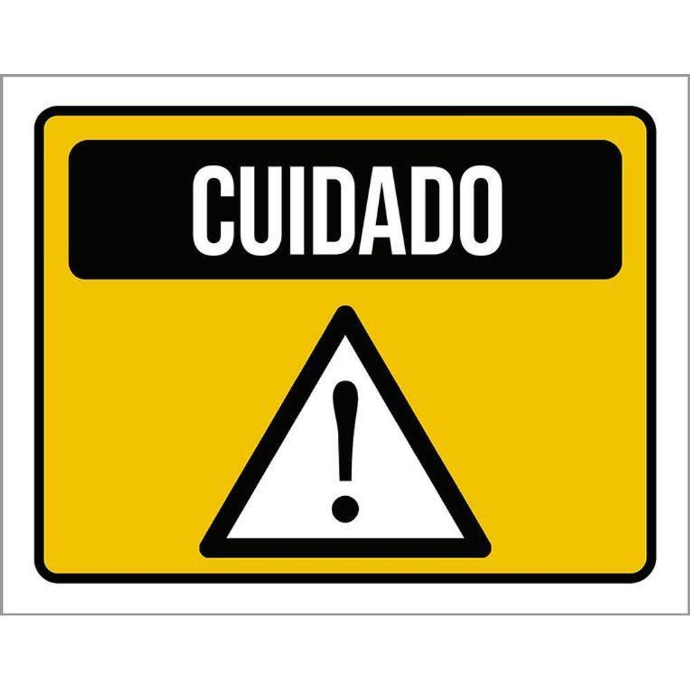 Kit 3 Placas Sinalização Cuidado Atenção