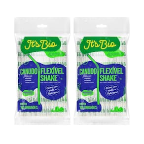 Kit 2 Canudo Grosso Para Milk Shake Flexivel It`S Bio 200 Un