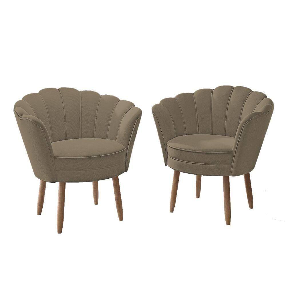 Kit 2 Poltronas Para Quarto Sala Recepção Balaqui Decor Cor: Capuccino