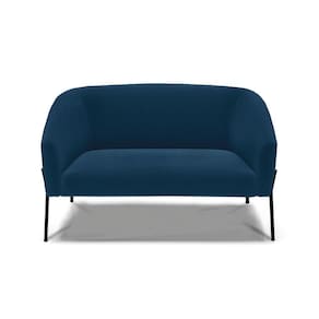 Sofá Namoradeira 2 Lugares Pé Ferro Preto Stella Bouclê D03 - D`rossi Cor Azul