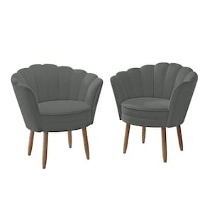 Kit 2 Poltronas Para Sala Quarto Decorativas Salao De Beleza Cor: Cinza