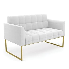 Sofá Namoradeira 2 Lugares Industrial Dourado Elisa Bouclê D03 - D`rossi Cor Off White