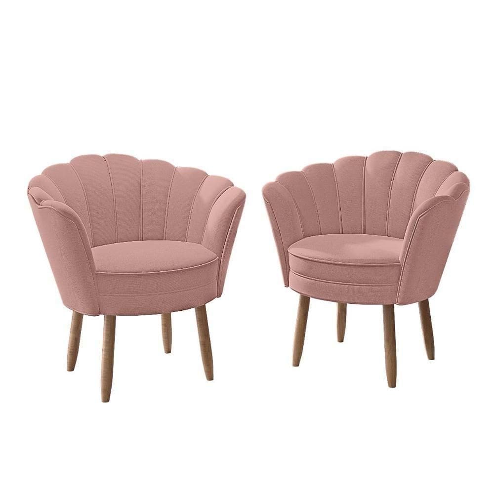 Kit 2 Poltronas Para Sala Quarto Decorativas Salao De Beleza Cor: Rosa
