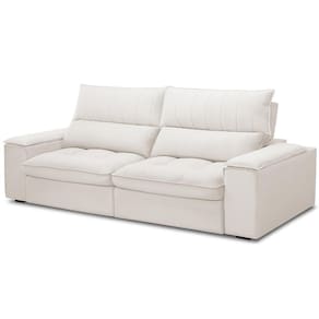 Sofá Retrátil Reclinável Para Sala De Estar Living 250cm Nápoles F04 Bouclê Cru - Lyam Decor