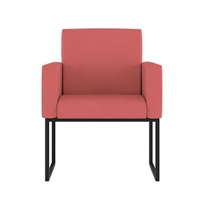 Cadeira Poltrona Moderna Com Base De Ferro Preto Reforçada Cor: Rosa