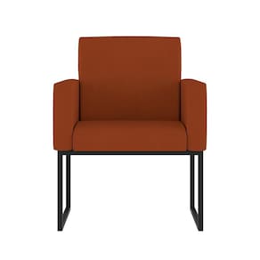 Cadeira Poltrona Moderna Com Base De Ferro Preto Reforçada Cor: Terracota