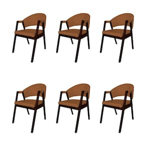 Kit 6 Cadeiras De Jantar Madeira Maciça Castanho Premium Helen Facto Caramelo