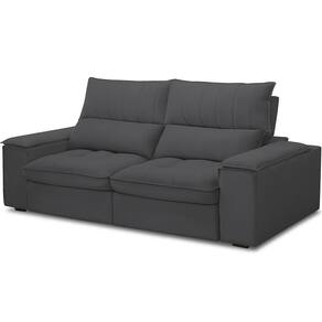 Sofá Retrátil Reclinável Para Sala De Estar Living 210cm Nápoles F04 Bouclê Grafite - Lyam Decor