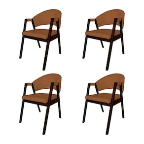 Kit 4 Cadeiras De Jantar Madeira Maciça Castanho Premium Helen Facto Caramelo