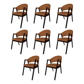 Kit 8 Cadeiras De Jantar Madeira Maciça Castanho Premium Helen Facto Caramelo