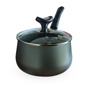 Panela Linha Diamante 14CM Grafite Antiaderente 1,5L Com Tampa de Vidro e Alça Dona Chefa