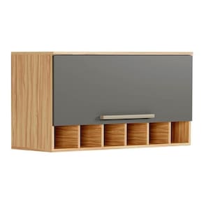 Armário De Cozinha Modulado Nápoli  Adega C/ 1 Porta Basculante 80cm Amendoa/chumbo - Ronipa
