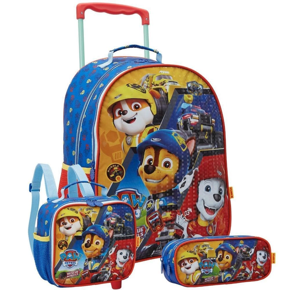 Kit Mochila Rodas 16 Patrulha Canina Turma Lancheira Estojo