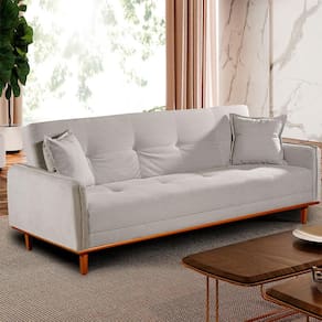 Sofá-Cama Casal 3 Lugares Dacar Linho Cinza 186 cm