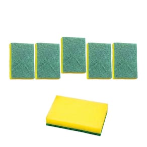 Esponja Prática Multiuso Verde E Amarela Kit 5