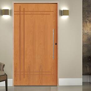 Porta Belíssima 9 Padrão Batente Ecológico 14 Fechadura Rolete Puxador Tubo 82 X 210 Esquerdo Natural
