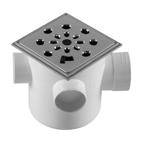 Caixa Sifonada Astra 3 Entradas | Quadrada com Grelha Anti-Inseto Cromada 10x12cm