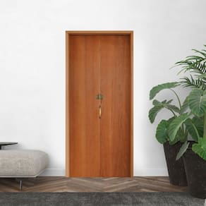 Porta Camarão Lisa Padrão Imbuia Batente Misto 14 com Fecho Injetron 72 X 210 Esquerdo Natural