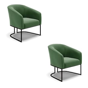 Cadeira Sala De Jantar Base Industrial Preto Kit 2 Stella Suede D03 - D`rossi Cor Verde