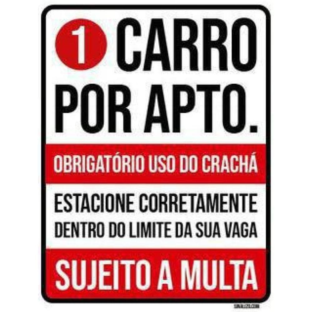 Kit 5 Placas  Condominio Garagem 1 Carro Por Apartamento