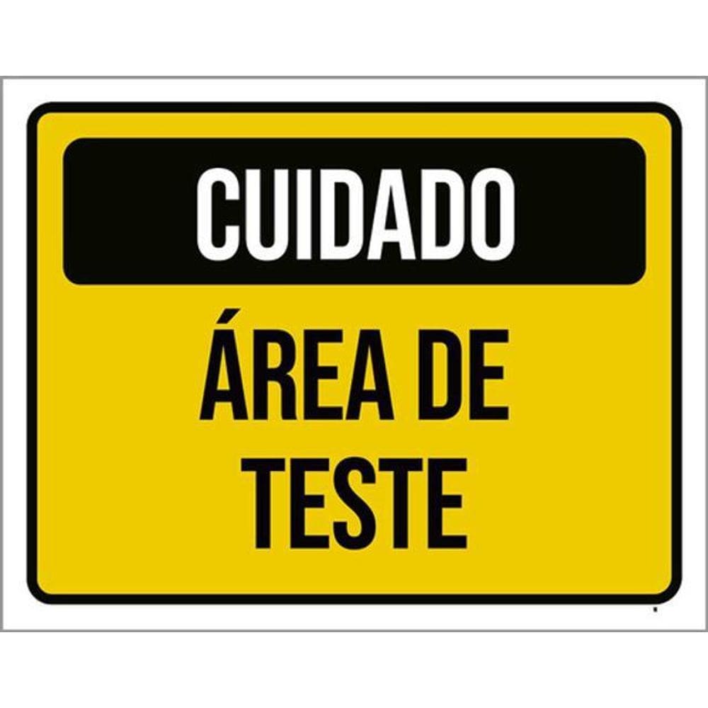 Kit 5 Placas Cuidado Área De Teste Amarelo 36X46
