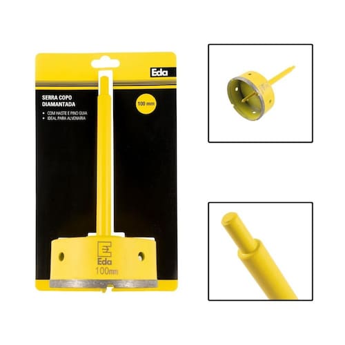 imagem-Serra Copo Diamantada 100Mm Com Haste 170Mm