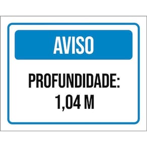 Kit 3 Placas Aviso Profundidade 1,04 Metros