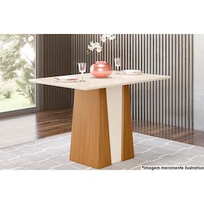 Mesa de Sala Jantar Orus c/ Tampo Madeirado 120x80cm Nature/Nature-Off White - Henn