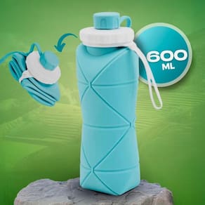 Garrafa Dobrável 600Ml Compacta Leve Perfeita Para Escola