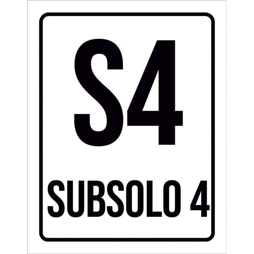 Placa Sinalização Ambiente Indicativo S4 Subsolo 4 36X46