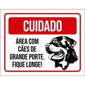 Placa Cuidado Cão Área Cães Grande Porte Fique Longe 36X46