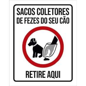 Placa Sacos Coletores De Fezes Do Seu Cão Retire Aqui 36X46