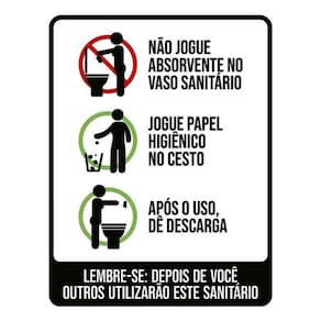 Kit 3 Placas Não Jogue Absorvente Banheiro