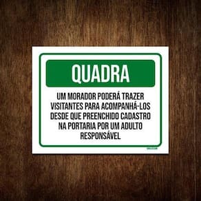 Placa Condomínio Quadra Regra De Visitas 36X46