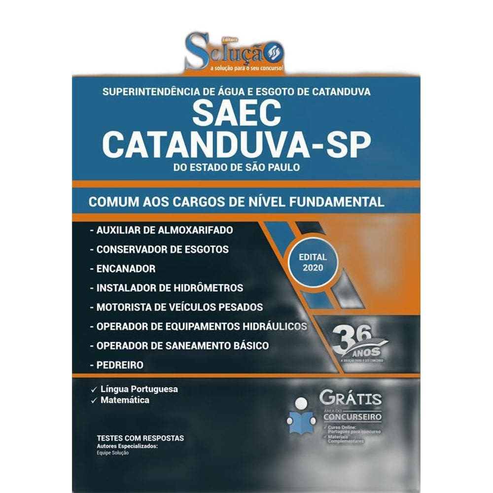 Apostila Saec Catanduva Sp - Cargos De Nível Fundamental