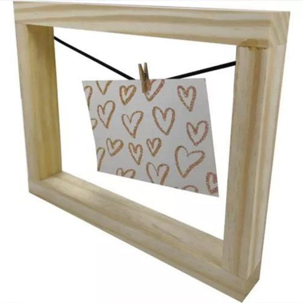 Kit 50 Porta Foto Retrato Madeira Rustico Pregador Polaroid