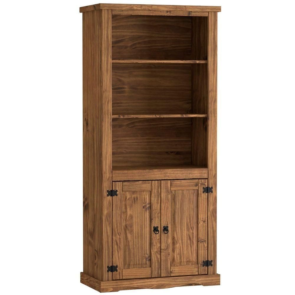 Estante Livreiro 2 Portas 100% Madeira Rustic Line Cera