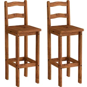 Kit 2 Banquetas Para Bancada Madeira Maciça Rustic Line Cera