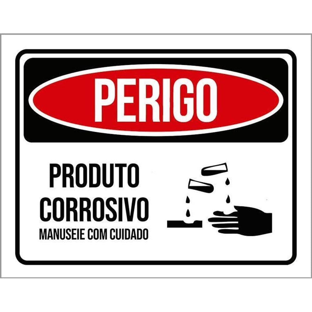 Placa De Sinalização - Perigo Produto Corrosivo 36X46