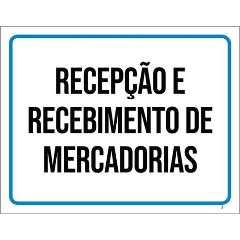 Kit 3 Placas Sinalização Recepção Recebimento Mercadorias
