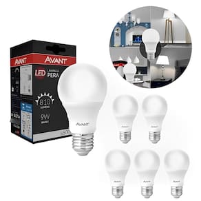 Kit 6 Lâmpadas Led 9W Bulbo Pêra 6500K Luz Branco Frio Avant