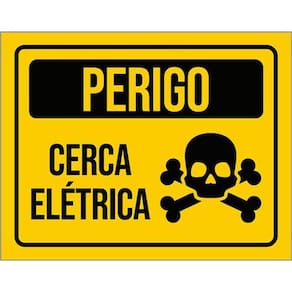 Kit 3 Placas De Sinalização Aviso Perigo Cerca Elétrica