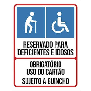 Placa Vaga Exclusiva Deficientes E Idosos 36X46